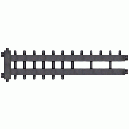 Коллектор с гидроразделителем Warme WKD.R.122.К.6+3+1 Дублер компакт (черная сталь) на 10 контуров до 122 кВт