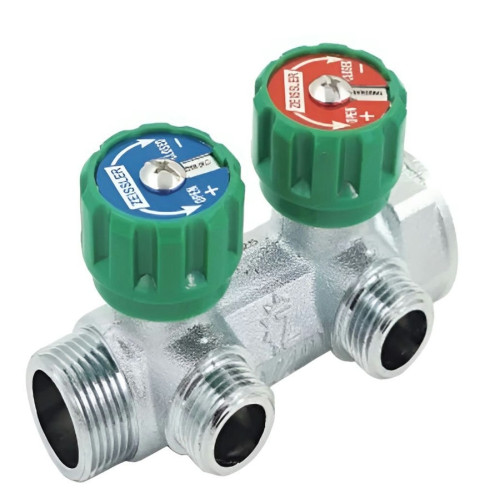 Коллектор регулирующий Tim на 2 выхода 3/4"x1/2" под плоскую прокладку