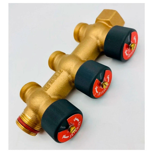 Коллектор распределительный Tim 3 выхода 3/4x3/4" с функцией отключения