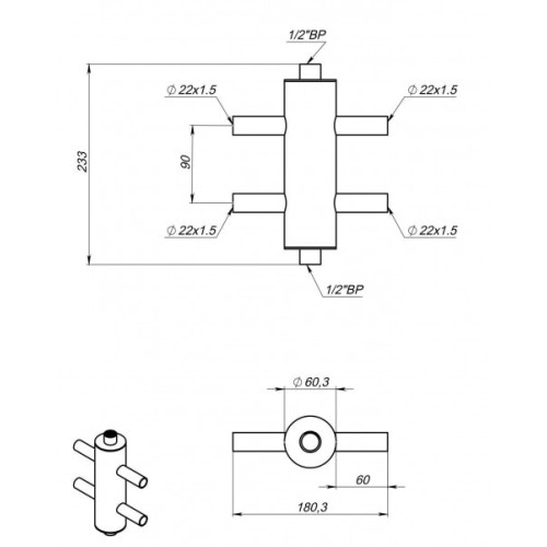 Гидроразделитель из нержавейки ПроксиТерм GS35PF под пресс фитинг