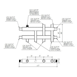 Коллектор нержавеющий модульный Gidruss MKSS-40-4DU до 40 кВт 3/4" 4 контура