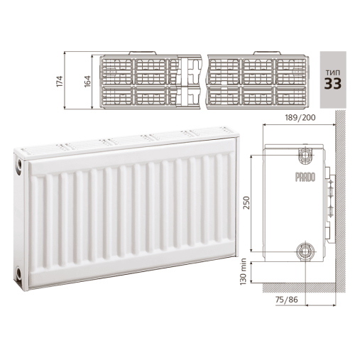 Радиатор стальной панельный Prado Classic Тип 33 (300x400 мм)