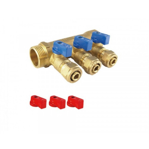 Коллектор для воды Tim на 3 выхода 16x1" арт.200-1(3)-16