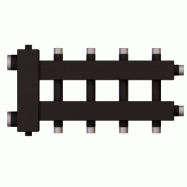 Коллектор с гидроразделителем Warme WKD.R.60.К.2+2+1 (черная сталь) на 5 контуров до 60 кВт