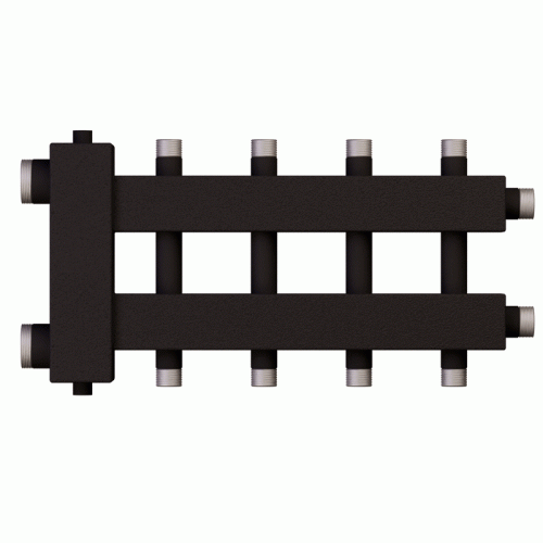 Коллектор с гидроразделителем Warme WKD.R.60.К.2+2+1 (черная сталь) на 5 контуров до 60 кВт