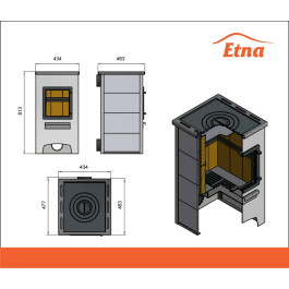 Печь-камин Этна ДТ-4С с теплообменником и плитой