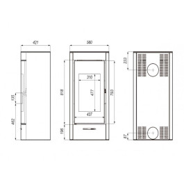 Печь-камин Defro Home Orti 9 кВт золотая сталь