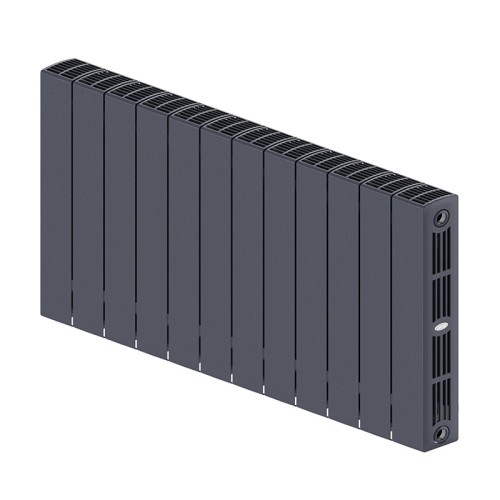 Биметаллический радиатор Rifar SUPReMO 350 14 секций цвет Титан (нижнее правое подключение)