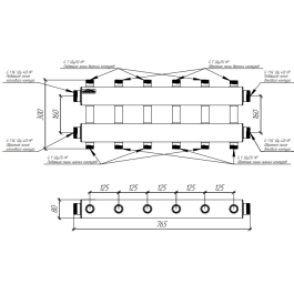 Коллектор модульный Gidruss MK-150-6DUх25 до 150 кВт 1 1/2" 7 контуров