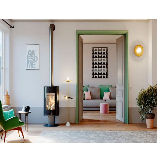 Печь-камин Defro Home Orbis TOP 9 кВт серая сталь