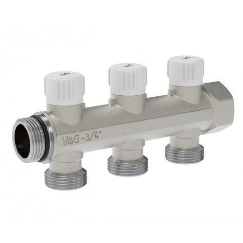 Коллектор настроечный V&G Valogin 3/4"х3/4" на 3 выхода