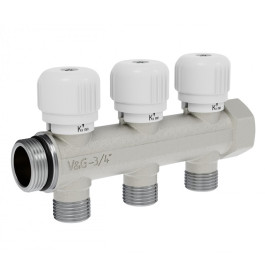 Коллектор распределительный с вентильной регулировкой V&G Valogin 1/2"х3/4" на 3 выхода