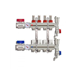 Коллектор для тёплого пола с расходомерами Tim на 4 выхода (арт.KA004)