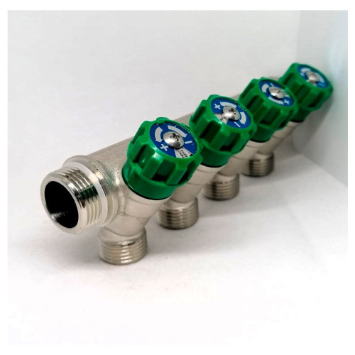 Коллектор распределительный 45° Tim на 4 выхода 1"x3/4"