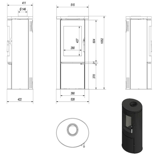 Печь-камин Kratki KOZA/AB/S/DR сталь 8 кВт