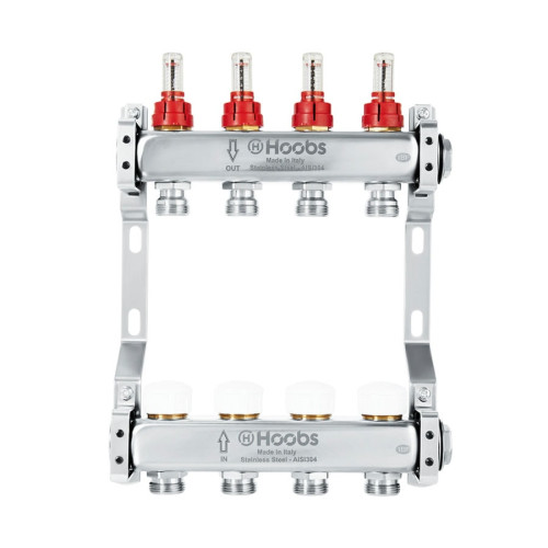 Коллектор нержавеющий Hoobs 1"x 3/4" 9 выходов с расходомерами