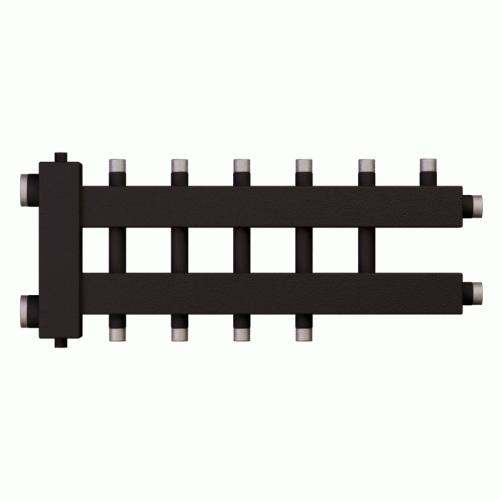 Коллектор с гидроразделителем Warme WKD.R.60.К.3+2+1 (черная сталь) на 6 контуров до 60 кВт