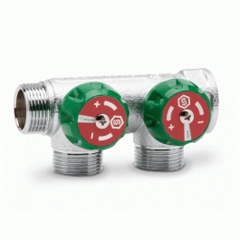 Коллектор для воды 2 выхода Stout 3/4"x1/2" плоское уплотнение арт.SMB-6849-341202