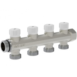 Коллектор настроечный V&G Valogin 3/4"х3/4" на 4 выхода