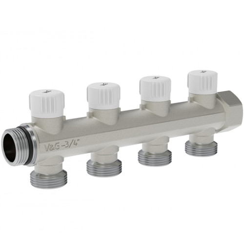 Коллектор настроечный V&G Valogin 3/4"х3/4" на 4 выхода