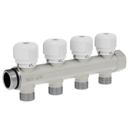Коллектор распределительный с вентильной регулировкой V&G Valogin 1/2"х3/4" на 4 выхода