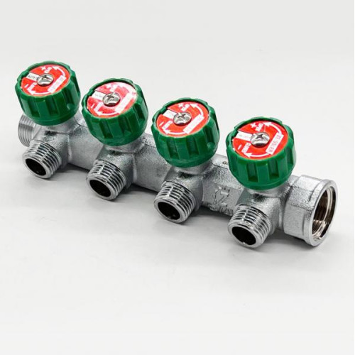 Коллектор регулирующий Tim на 4 выхода 3/4"x1/2" под плоскую прокладку