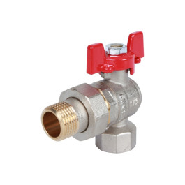 Кран шаровой угловой Rommer с американкой 1" ВН/НР ручка-бабочка