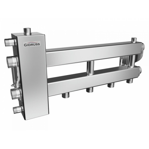 Коллектор нержавеющий Gidruss BMSS-100-3D до 100 кВт 1 1/4" 3 контура