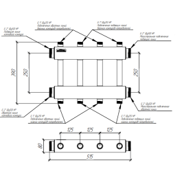 Коллектор модульный Gidruss MK-250-4DU до 250 кВт 2" 4 контура
