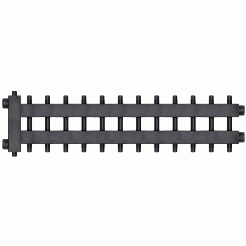 Коллектор с гидроразделителем Warme WKD.R.122.К.6+6+1 Дублер компакт (черная сталь) на 13 контуров до 122 кВт