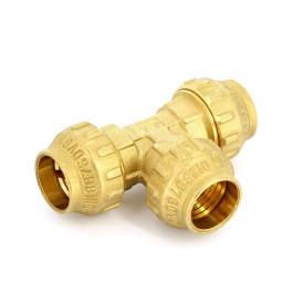 Тройник обжимной латунный для ПНД труб Ø20 Tiemme