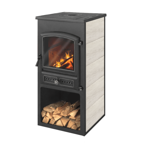 Печь-камин Этна БКД с плитой бежевый