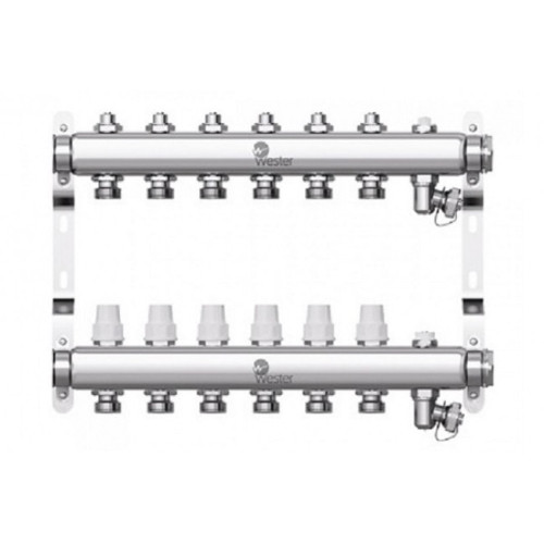 Коллектор с регулирующими вентилями Wester W903 1"x3/4" 6 контуров