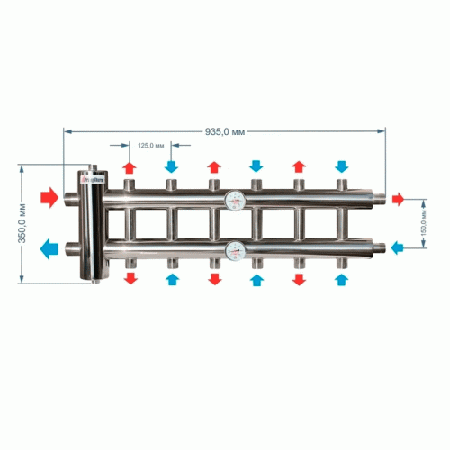 Коллектор из нержавейки с гидрострелкой 60 кВт ПроксиТерм GSK 25-7