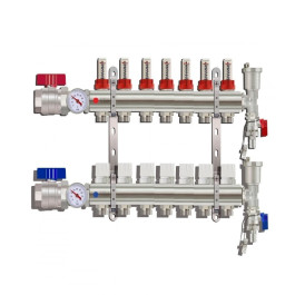 Коллектор для тёплого пола с расходомерами Tim на 7 выходов (арт.KA007)