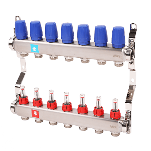 Коллектор с расходомерами MVI 1"х3/4"ЕК 7 выходов