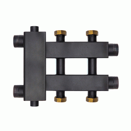 Коллектор с гидроразделителем Warme WKD.R.85.К.F.1+1+1 (Дублер компакт) черная сталь на 3 контура до 85 кВт с накидными гайками