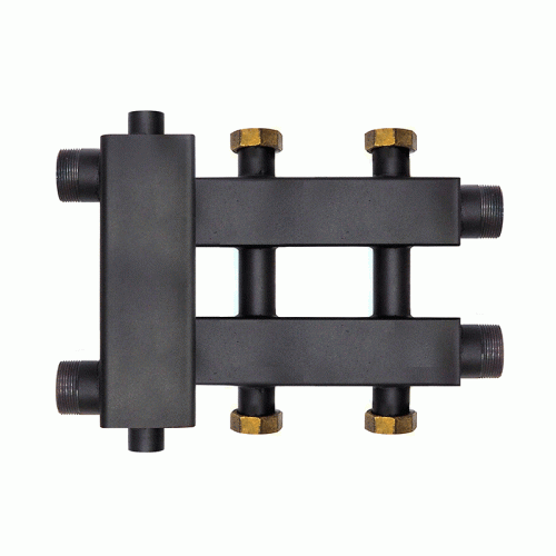 Коллектор с гидроразделителем Warme WKD.R.85.К.F.1+1+1 (Дублер компакт) черная сталь на 3 контура до 85 кВт с накидными гайками