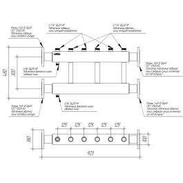 Коллектор нержавеющий модульный Gidruss MKSS-400-3х32 до 400 кВт ДУ65 3 контура