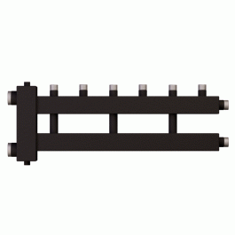 Коллектор с гидроразделителем Warme WKD.R.122.3+1 Дублер рядный (черная сталь) на 4 контура до 122 кВт