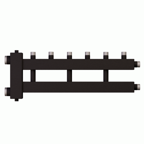 Коллектор с гидроразделителем Warme WKD.R.122.3+1 Дублер рядный (черная сталь) на 4 контура до 122 кВт