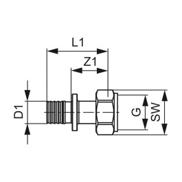 Соединение прямое с НГ гайкой TECEflex 16х1/2" мм латунь