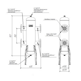 Гидрострелка Gidruss GRSS-600-80 до 600 кВт ДУ 80 нержавеющая сталь