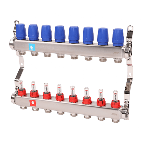 Коллектор с расходомерами MVI 1"х3/4"ЕК 8 выходов