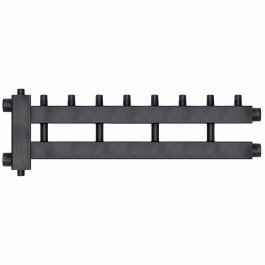 Коллектор с гидроразделителем Warme WKD.R.122.4+1 Дублер рядный (черная сталь) на 5 контуров до 122 кВт