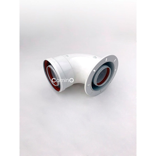 Угол 90° стартовый Camino для дымохода 60/100 мм раструб-хомут +стакан 60/75