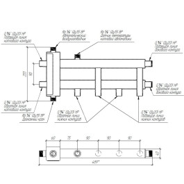 Коллектор нержавеющий Gidruss BMSS-40-3D до 40 кВт 3/4" 2-3 контура