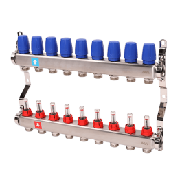 Коллектор с расходомерами MVI 1"х3/4"ЕК 9 выходов