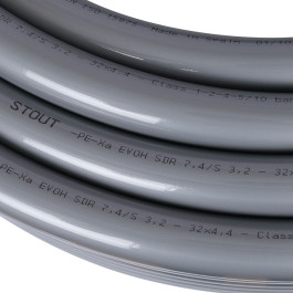 Труба Stout серого цвета PE-Xa 32х4,4 из сшитого полиэтилена