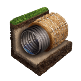 Труба дренажная ПНД 90 в фильтре из кокосового волокна (бухта 50 м.)
